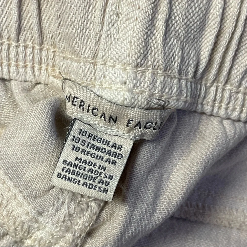 American Eagle AE Jogger Pants Jeans Size 10 Khaki Beige Drawstring - Picture 9 of 11